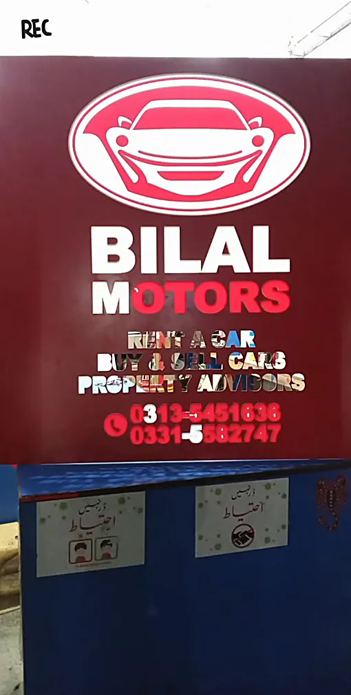 The sign lit up for a test in the workshop